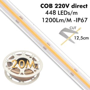 Ταινία Led 220V-240V AC Bridgelux cob 14W/m 4000K (20m) 448Led/m