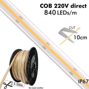 Ταινία Led 220V-240V AC Bridgelux cob 20W/m 5700K (50m) 840Led/m