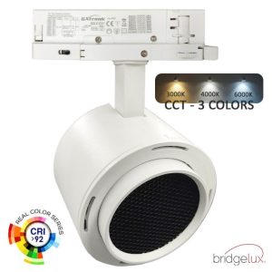Ράγας Led 3 κυκλωμάτων Bridgelux chip & Gxtronic driver Selectable 40W-26W CCT white zoom°