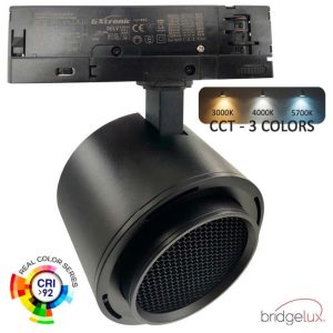 Ράγας Led 3 κυκλωμάτων Bridgelux chip & Gxtronic driver Selectable 40W-26W CCT black zoom°