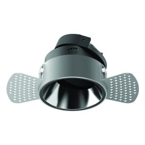 TRIMLESS SPOT LIGHT ADJUSTABLE SOURCE WHITE -BLACK CHROME REFLECTOR