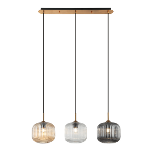 ΚΡΕΜΑΣΤΟ ΦΩΤΙΣΤΙΚΟ ΕΣΩΤΕΡΙΚΟΥ ΧΩΡΟΥ 3XE27 MAX40W ΜΕΤΑΛΛΟ - ΔΙΑΦΑΝΟ ΦΙΜΕ ΚΑΙ ΣΑΜΠΑΝΙΖΕ ΓΥΑΛΙ