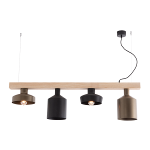 ΚΡΕΜΑΣΤΟ ΦΩΤΙΣΤΙΚΟ ΕΣΩΤΕΡΙΚΟΥ ΧΩΡΟΥ 4XE27 ΞΥΛΟ - ΜΑΥΡΟ ΚΑΙ ΜΠΡΟΝΖΕ ΜΕΤΑΛΛΟ