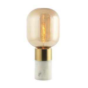 TABLE LAMP E27 MAX 25W GLASS AMBER -BRASS - WHITE ON/OFF SWITCH