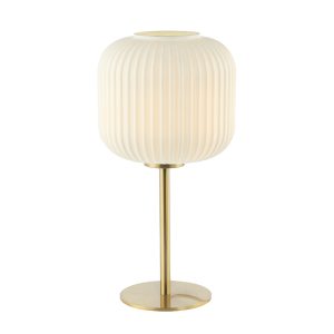 TABLE LAMP E27 MAX 25W GLASS MATERIAL WHITE & BRASS ON/OFF SWITCH