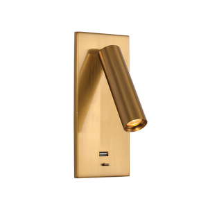LED RECESSED LAMP 3W 3000K ALUMINUM & METAL WITH USB BRUSHED BRASS