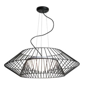 ΚΡΕΜΑΣΤΟ ΦΩΤΙΣΤΙΚΟ ΕΣΩΤΕΡΙΚΟΥ ΧΩΡΟΥ 3XE27 ΜΑΥΡΟ ΜΕΤΑΛΛΟ - ΟΠΑΛ ΓΥΑΛΙ