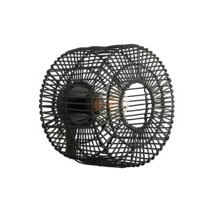 WALL /CEILING LAMP E27 MAX 40W RATTAN BLACK