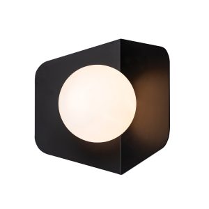 ΦΩΤΙΣΤΙΚΟ ΤΟΙΧΟΥ 1xG9 MAX 7W BLACK ΜΑΥΡΟ ΜΑΤ ΜΕΤΑΛΛΟ - ΟΠΑΛ ΓΥΑΛΙ