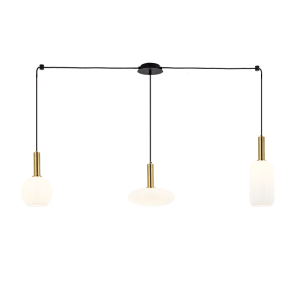 ΚΡΕΜΑΣΤΟ ΦΩΤΙΣΤΙΚΟ ΕΣΩΤΕΡΙΚΟΥ ΧΩΡΟΥ 3XE27 ΜΑΥΡΟ ΧΡΥΣΟ ΜΕΤΑΛΛΟ- ΟΠΑΛ ΓΥΑΛΙ