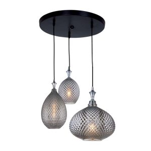 ΚΡΕΜΑΣΤΟ ΦΩΤΙΣΤΙΚΟ ΕΣΩΤΕΡΙΚΟΥ ΧΩΡΟΥ 3XE27 MAX 40W ΜΑΥΡΟ ΜΕΤΑΛΛΟ - ΦΙΜΕ ΓΥΑΛΙ