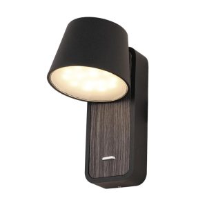 SCONCE 7W 3000K BLACK WOOD