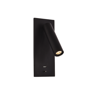 LED RECESSED LAMP 3W 3000K ALUMINUM & METAL WITH USB MATT BLACK