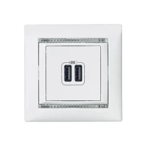 Πρίζα Φόρτισης 2XUSB Χωνευτή Λευκό