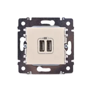 Πρίζα Φόρτισης 2XUSB Χωνευτή Κρεμ