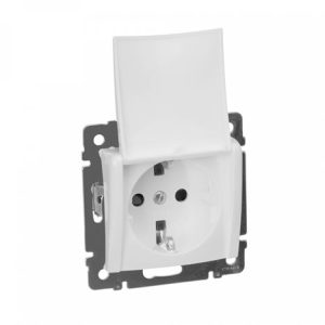 Πρίζα Σούκο Ασφάλειας με Καπάκι Χωνευτή Λευκό