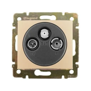 Πρίζα TV-RD-SAT Διέλευσης Χωνευτή Κρεμ