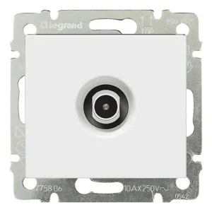 Πρίζα TV Απλή Χωνευτή Λευκό