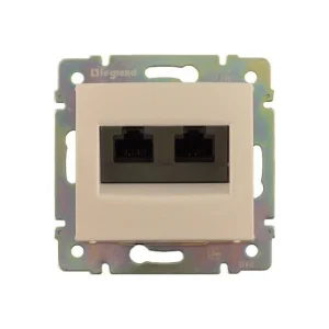 Πρίζα Πληροφορικής RJ45 CAT6 UTP Διπλή Χωνευτή Κρεμ