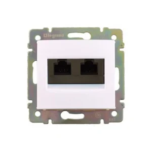 Πρίζα Πληροφορικής RJ45 CAT6 UTP Διπλή Χωνευτή Λευκό