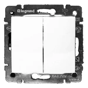 Διακόπτης Διπλός Αλέ-Ρετούρ Χωνευτός Λευκό