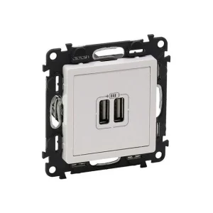 Πρίζα Φόρτισης 2XUSB Χωνευτός Λευκό