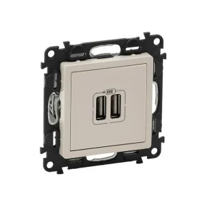 Πρίζα Φόρτισης 2XUSB Χωνευτός Ιβουάρ