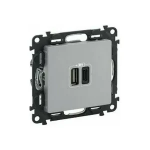 Πρίζα Φόρτισης 2XUSB Type C + Type A Χωνευτή Αλουμίνιο