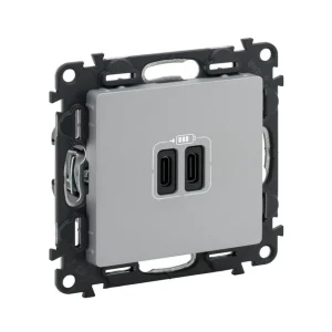 Πριζα Φόρτισης 2ΧUSB Type C Αλουμίνιο