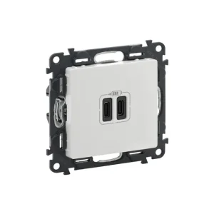 Πρίζα 2XUSB Type C Χωνευτή White