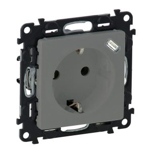 Πρίζα Σούκο και USB Φόρτισης Αλουμίνιο