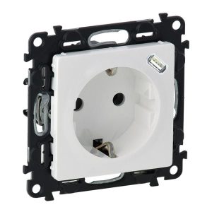 Πρίζα Σούκο/USB Type C Φορτιστής Λευκό