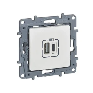 Niloe Πρίζα Φόρτισης USB Διπλή τυπου Α+C Λευκή 764597