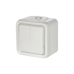 Πλήρης Διακόπτης Διπλός Αλέ-Ρετούρ Επίτοιχος Λευκός IP55