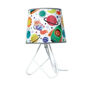 InLight Επιτραπέζιο φωτιστικό από λευκό μέταλλο και υφασμάτινο καπέλο