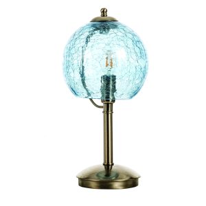 InLight Επιτραπέζιο φωτιστικό από νίκελ ματ μέταλλο και μπλε κρακελέ γυαλί 1XE14 D:37cm (3366-Μπλε)
