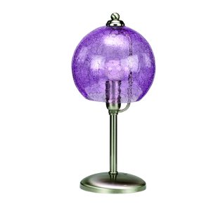 InLight Επιτραπέζιο φωτιστικό από νίκελ ματ μέταλλο και μοβ κρακελέ γυαλί 1XE14 D:37cm