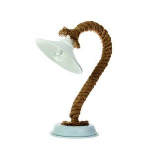 InLight Επιτραπέζιο φωτιστικό από καφέ σχοινί και λευκό μέταλλο 1XE27 D:32cm (3438-WH)