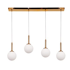 InLight Κρεμαστό φωτιστικό από χρυσαφί μέταλλο και λευκή οπαλίνα 4XG9 D:80cm