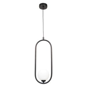 InLight Κρεμαστό φωτιστικό σε μαύρη απόχρωση και λευκή οπαλίνα 1XG9 D:40cm