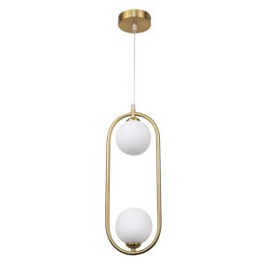 InLight Κρεμαστό φωτιστικό σε χρυσαφί χρώμα και λευκή οπαλίνα 2XG9 D:40cm