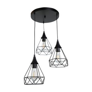 InLight Κρεμαστό φωτιστικό από μαύρο μέταλλο 3XE27 D: 30cm