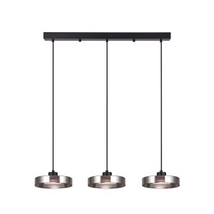 Inlight Κρεμαστό φωτιστικό LED απο μαύρο μέταλλο και φιμέ γυαλί, 70x200cm, 3CCT (Θερμό- Φυσικό- Ψυχρό Φως), Φωτεινότητα 3960LMκαι 3x12W