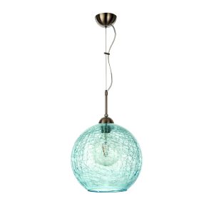 InLight Κρεμαστό φωτιστικό από μπλε κρακελέ γυαλί 1XE27 D:30cm