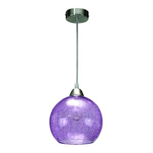 InLight Κρεμαστό φωτιστικό από μοβ κρακελέ γυαλί 1XE14 D:16cm (4289-Β-Μοβ)