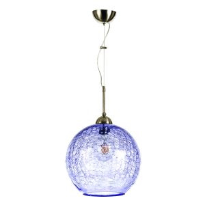 InLight Κρεμαστό φωτιστικό από μοβ κρακελέ γυαλί 1XE27 D:30cm (4289-Α-Μοβ)