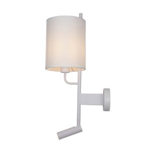 InLight Επιτοίχιο φωτιστικό LED 3W 3000K και 1ΧΕ27 σε λευκή απόχρωση με υφασμάτινο καπέλο