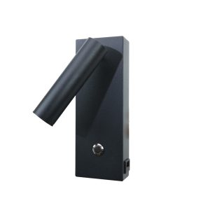 InLight Επιτοίχιο φωτιστικό LED 3W 3000K από μαύρο μέταλλο D:17cm