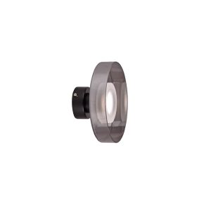 Inlight Επίτοιχο φωτιστικό από μαύρο μέταλλο και φιμέ γυαλί 12W 1320LM 3CCT D:20cm