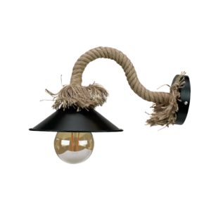 InLight Επιτοίχιο φωτιστικό από καφέ σχοινί και μαύρο μέταλλο 1XE27 D:35cm